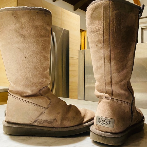 🐚 Dark Grey Zip Up Ugg Boots Size 6 - Picture 3 of 3